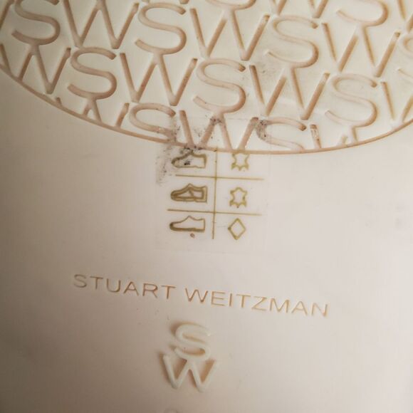 Stuart Weitzman Leather Braided Strap Flat Sandals Cream 8.5 - Picture 5 of 6